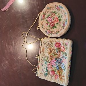 2 Two floral Petit Point Evening Bags